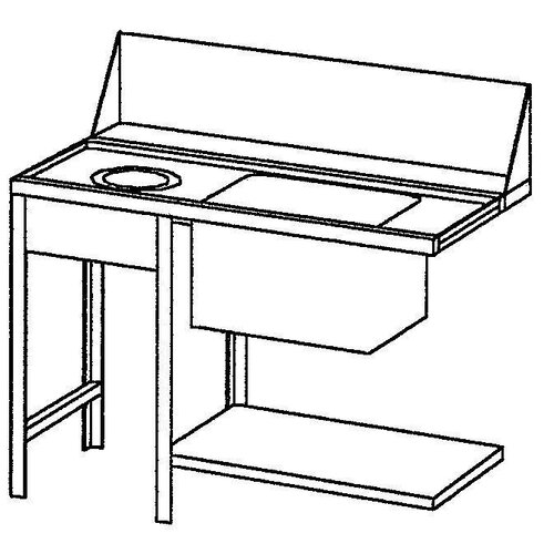 Bartscher Table de Tri | Avec Evier|  À Droite |Avec orifice pour les déchets| Inox 18/10 | 1200X720X(h)850mm