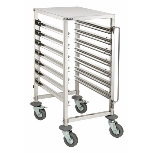 Bartscher Chariot Gastronorm | 4 Roulettes de Direction |2 Roulettes avec Frein | 450x620x(h)1010mm