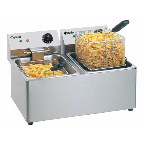 Bartscher Friteuse Double | de Table | Électrique  230V | 2x8 Litres | 550x580x(h)340mm