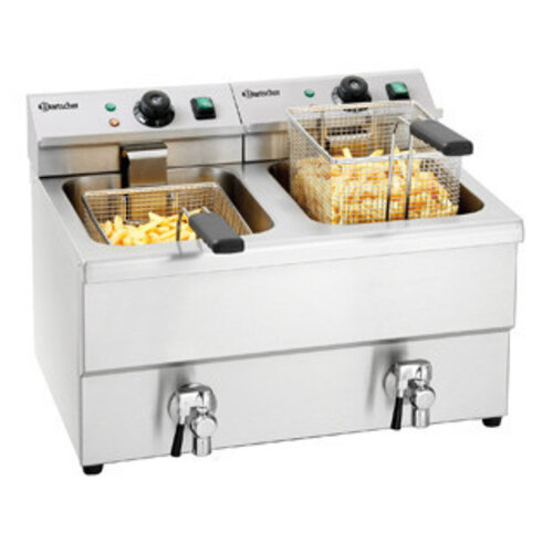 Bartscher Friteuse Double | de Table | Électrique  230V | 2x8 Litres | 550x630x(h)410mm