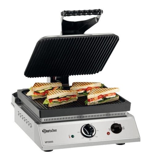 Bartscher Grill de Contact | 230 V | Nervuré | En Fonte | 380mmx470x(h)240mm