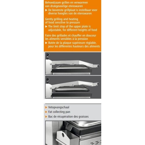 Bartscher Grill de Contact | 230 V | Nervuré | En Fonte | 380mmx470x(h)240mm