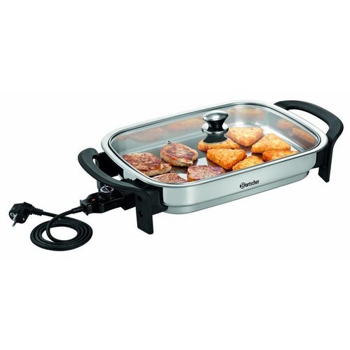 Bartscher Poêle Electrique |Couvercle en Verre | 230 V  | 630x315x(h)65mm