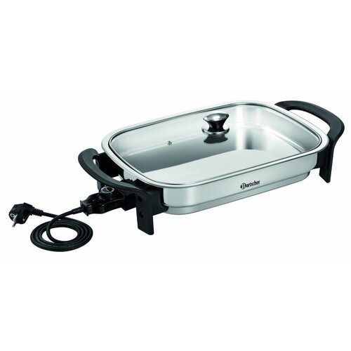 Bartscher Poêle Electrique |Couvercle en Verre | 230 V  | 630x315x(h)65mm