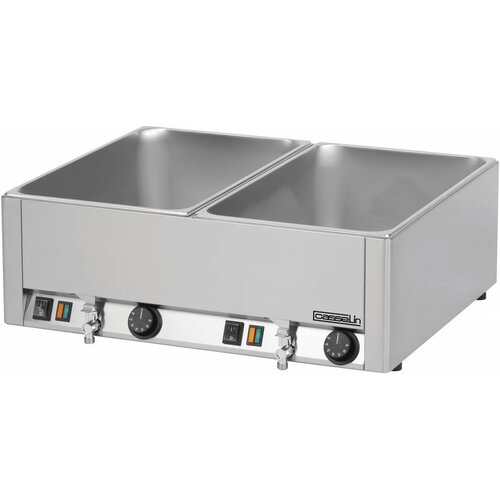 Casselin Bain-Marie Double | 2x GN 1/1 | 150mm | 2 Robinets d'Evacuation d'Eau | 660x540x(H)220mm Casselin Bain-Marie Double | 2x GN 1/1 | 150mm | 2 Robinets d'Evacuation d'Eau | 660x540x(H)220mm