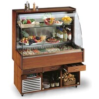 Meuble Buffet | Vitrine Réfrigérée | Mobile | 4x GN 1/1 | 150mm de Profondeur | Bois Massif | 230V/600W | 1430x750 / 1080x(h)1740mm