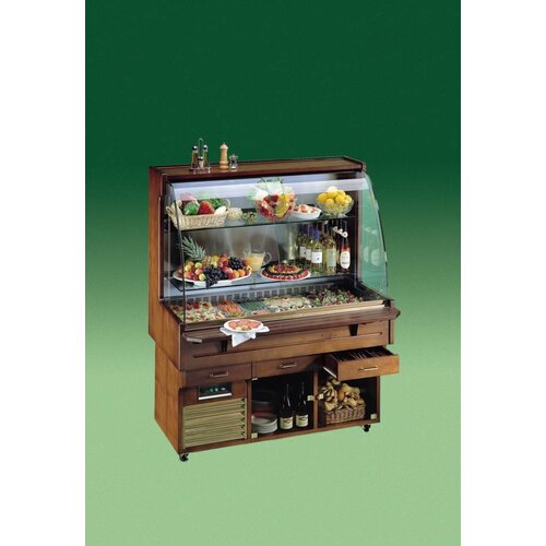 Diamond Meuble Buffet | Vitrine Réfrigérée | Mobile | 4x GN 1/1 | 150mm de Profondeur | Bois Massif | 230V/600W | 1430x750 / 1080x(h)1740mm