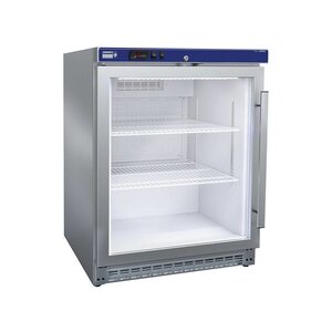 Diamond Frigo Ventilé | Modèle de Table | Inox | Porte Vitrée | 150 Litres | 626x600x(h)850mm
