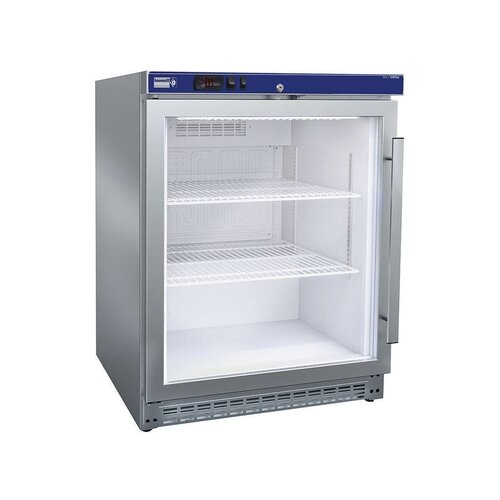 Diamond Frigo Ventilé | Modèle de Table | Inox | Porte Vitrée | 150 Litres | 626x600x(h)850mm