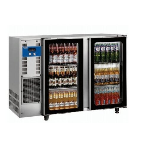 Diamond Arrière Bar | 2 Portes Vitrées| Inox | 375 Litres | 1455x565x(h)890/905mm