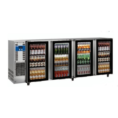 Diamond Arrière Bar | 4 Portes Vitrées| Inox | 783 Litres | 2675x565x(h)890/905mm