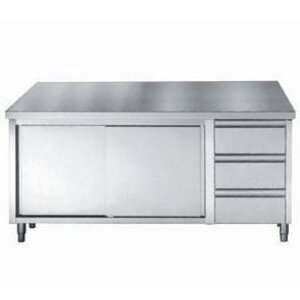 Combisteel Meuble De Travail | Portes Coulissantes | 3 Tiroirs | 1600x700x(h)850 / 900mm