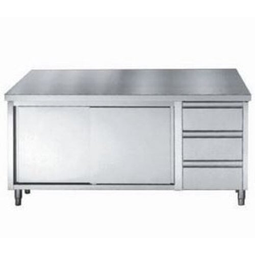 Combisteel Meuble De Travail | Portes Coulissantes | 3 Tiroirs | 1600x700x(h)850 / 900mm