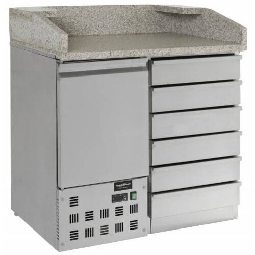 Combisteel Comptoir à Pizza | 1 Porte 6 Tiroirs  | 230 V | 1000X700X(h)1060mm