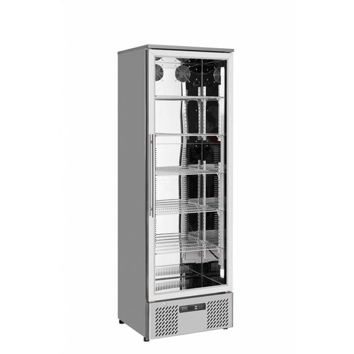 Combisteel Réfrigérateur  Porte Vitrée | 293 Litres | en Inox | Eclairage  LED | 600x515x1820mm