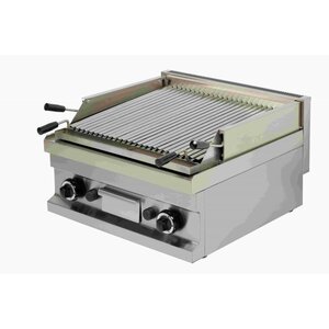 Combisteel Grill à Pierre de Lave | à Gaz | Nervurée | 600x600x(h)265mm