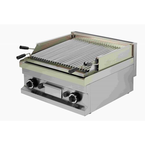 Combisteel Grill à Pierre de Lave | à Gaz | Nervurée | 600x600x(h)265mm