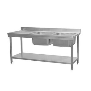 Combisteel Table de Prélavage | Avec Etagère | 2 Eviers | 1800x700x(h)850mm
