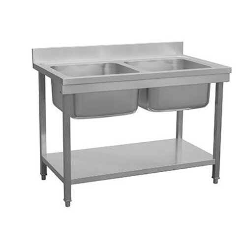 Combisteel Table de Prélavage | Avec Etagère | 2 Eviers | 1200x700x(h)850mm