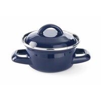 Marmite à Soupe ou à Sauce | avec Couvercle | Bleu | Emaillé | 0,3 Litre | Ø120x(h)95mm