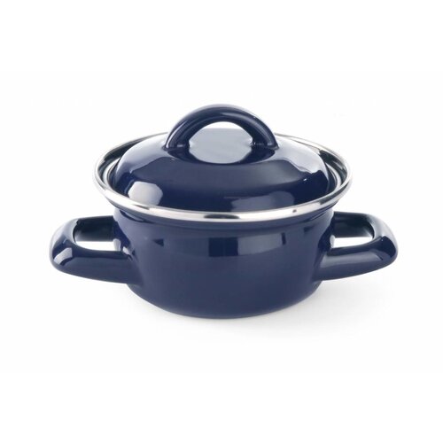 Hendi Marmite à Soupe ou à Sauce | avec Couvercle | Bleu | Emaillé | 0,3 Litre | Ø120x(h)95mm