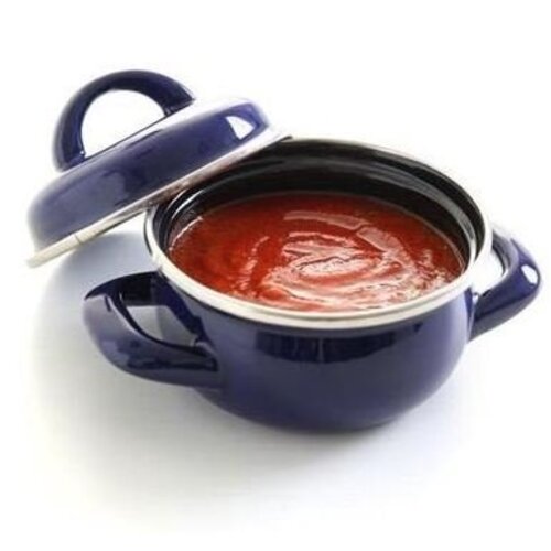 Hendi Marmite à Soupe ou à Sauce | avec Couvercle | Bleu | Emaillé | 0,3 Litre | Ø120x(h)95mm