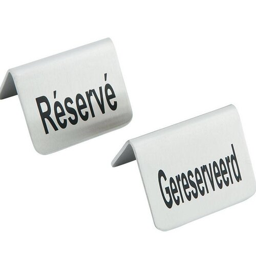 Hendi Chevalet de Table | Réservé | Inox | 50x40mm | Lot de 4 Pièces