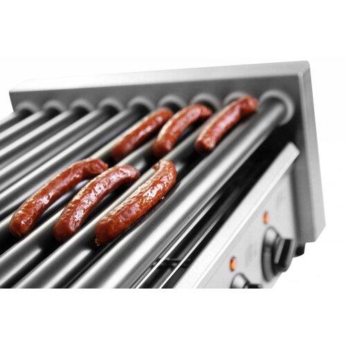 Hendi Grill Roulant pour Saucisses | 14 Rouleaux | Inox | 1480W | 520x591x(h)175mm