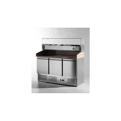 Hendi Saladette Pizza | 3 Portes | Pieds Réglables | 1405x700x(h)1285mm