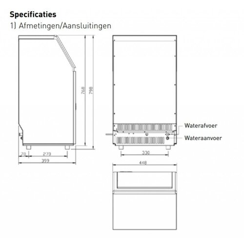 Hendi Machine à Glaçons | 35 kg/24 h | Réserve de 15kg | Injection à Refroidissement par Air | Glaçons Carrés