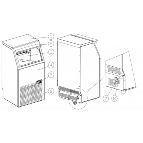 Hendi Machine à Glaçons | 35 kg/24 h | Réserve de 15kg | Injection à Refroidissement par Air | Glaçons Carrés