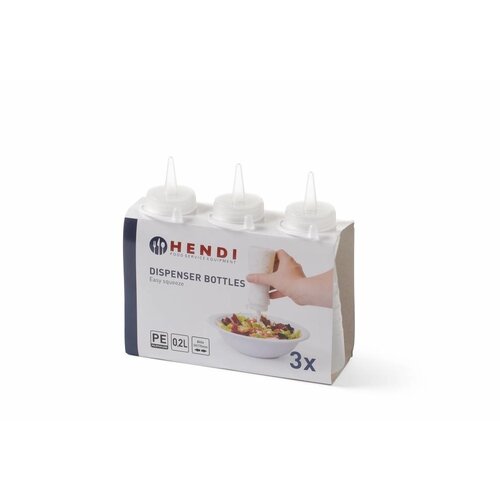 Hendi Flacon Distributeur | Easy Squeeze | Transparent | 200ml | Lot de 3 Pièces