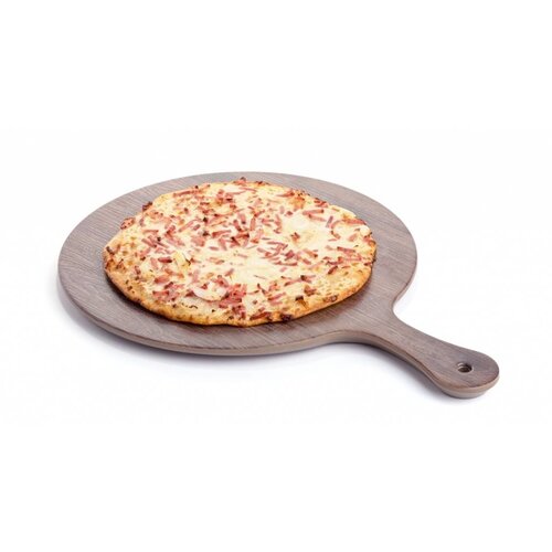 Hendi Plateau Rond avec Poignée | Melamine | Imitation Bois | 424x300x15(h)mm