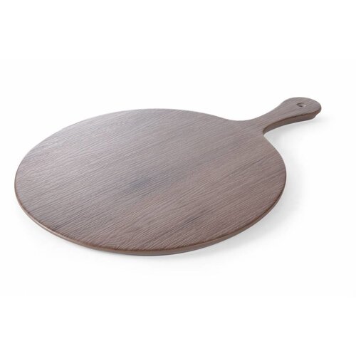 Hendi Plateau Rond avec Poignée | Melamine | Imitation Bois | 424x300x15(h)mm
