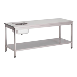 Gastro M Table de Prélavage |Inox | avec étagère basse | 1600 x 700 x (h)850mm Gastro M Table de Prélavage |Inox | avec étagère basse | 1600 x 700 x (h)850mm