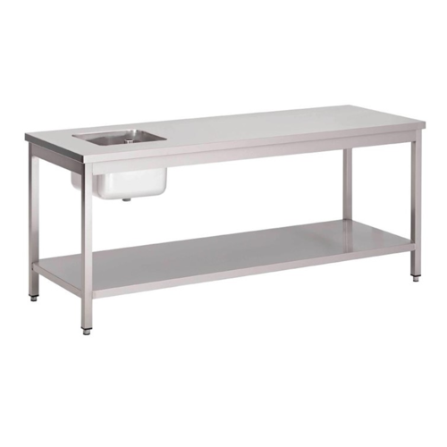 Gastro M Table de Prélavage |Inox | avec étagère basse | 1600 x 700 x (h)850mm Gastro M Table de Prélavage |Inox | avec étagère basse | 1600 x 700 x (h)850mm