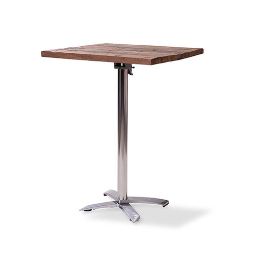 CHRselect Table de Fête | Haute | Pied en Aluminium | Plateau en Bois | Carré | 800x800mm | Lot de 5 Pièces