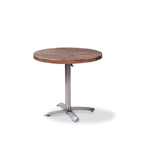 CHRselect Table de Fête | Basse | Pied en Aluminium | Plateau en Bois | Rond | ø800mm | Lot de 5 Pièces