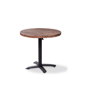 CHRselect Table de Fête | Basse | Pied Noir | Plateau en Bois | Rond | ø800mm | Lot de 5 Pièces