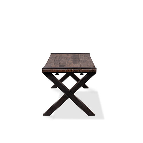 CHRselect Table Basse | Modèle Old Dutch | Cadre en X en Acier | Plateau en Bois | 2200x800x(h)760mm