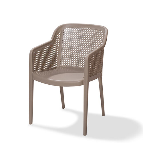 CHRselect Chaise de Terrasse Osaka | Empilable | Plastique avec Aspect Bois | 560x600x(h)820mm | Disponible en 5 Couleurs | Lot de 4 Pièces