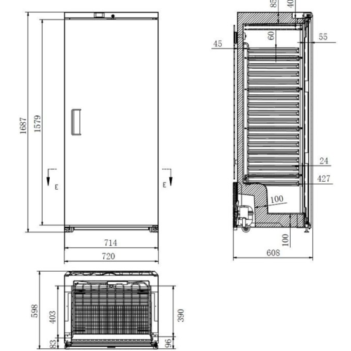 Combisteel Congélateur Boulangerie | Inox + ABS | 265 Litres | Convient pour 600x400mm | 740x680x (H) 1800mm