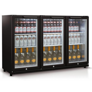 Husky Arrière Bar Réfrigérateur | 3 Portes Noir | 301 Litres | Éclairage LED | 1350x520x865 (h) mm