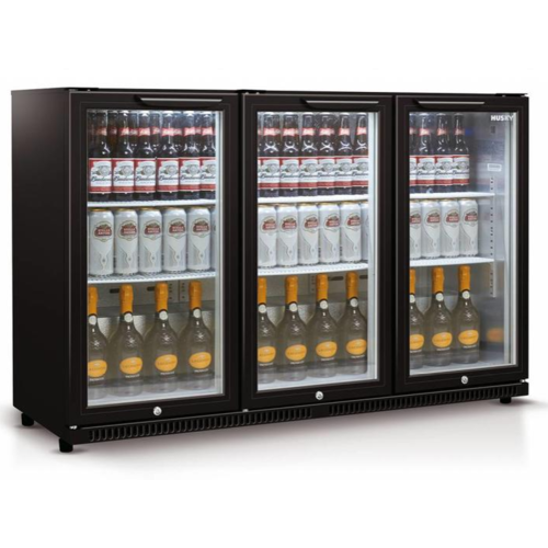Husky Arrière Bar Réfrigérateur | 3 Portes Noir | 301 Litres | Éclairage LED | 1350x520x865 (h) mm