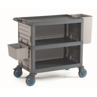 Chariot de Débarassage | 1400x530x(h)990mm | 3 Étagères | Poubelle 30L