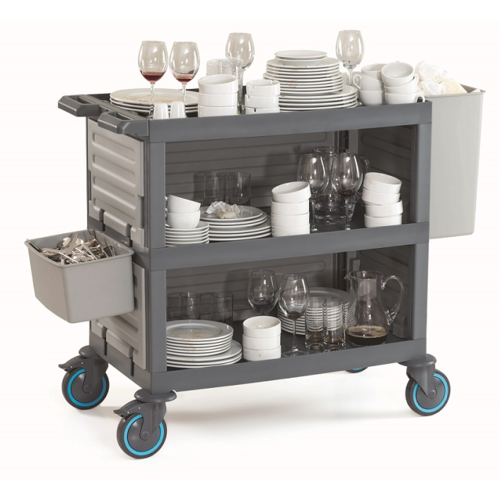 Combisteel Chariot de Débarassage | 1400x530x(h)990mm | 3 Étagères | Poubelle 30L