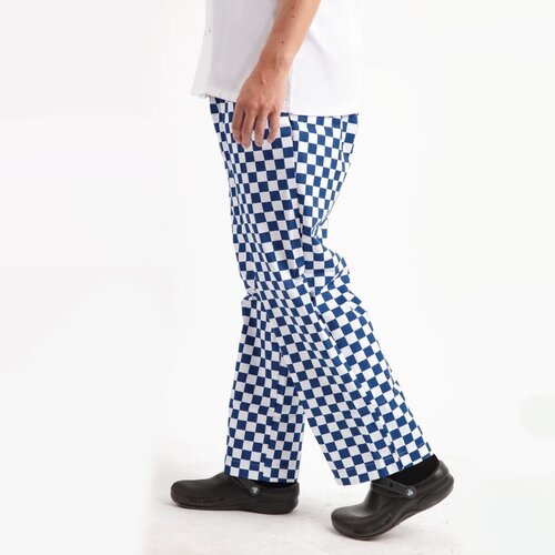 Whites Chefs Clothing Pantalon de Cuisine | Whites Easyfit | A Carreaux Bleu/Blanc | Unisexe | Disponible en 6 Tailles