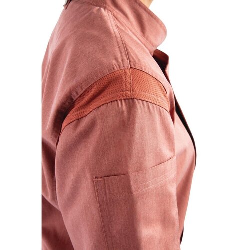 Chef Works Urban Veste Chef Légère | Hartford Chef Works Urban | Unisexe | à Fermeture | Manches Courtes | Rouge Brique | Disponible en 5 Tailles