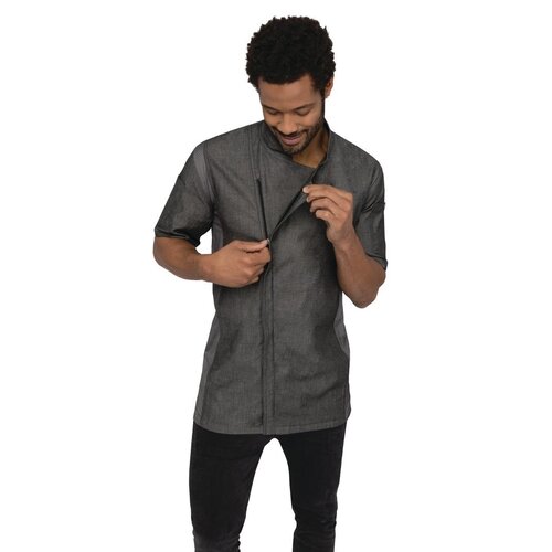 Chef Works Urban Veste Chef Denim | Chef Works Urban Delancey | Unisexe | à Fermeture | Manches Courtes | Gris | Disponible en 4 Tailles