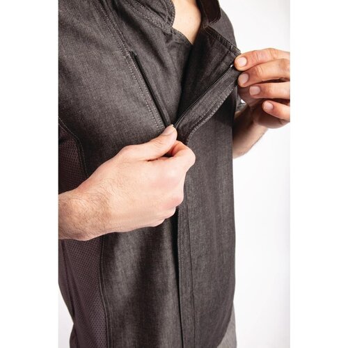 Chef Works Urban Veste Chef Denim | Chef Works Urban Delancey | Unisexe | à Fermeture | Manches Courtes | Gris | Disponible en 4 Tailles